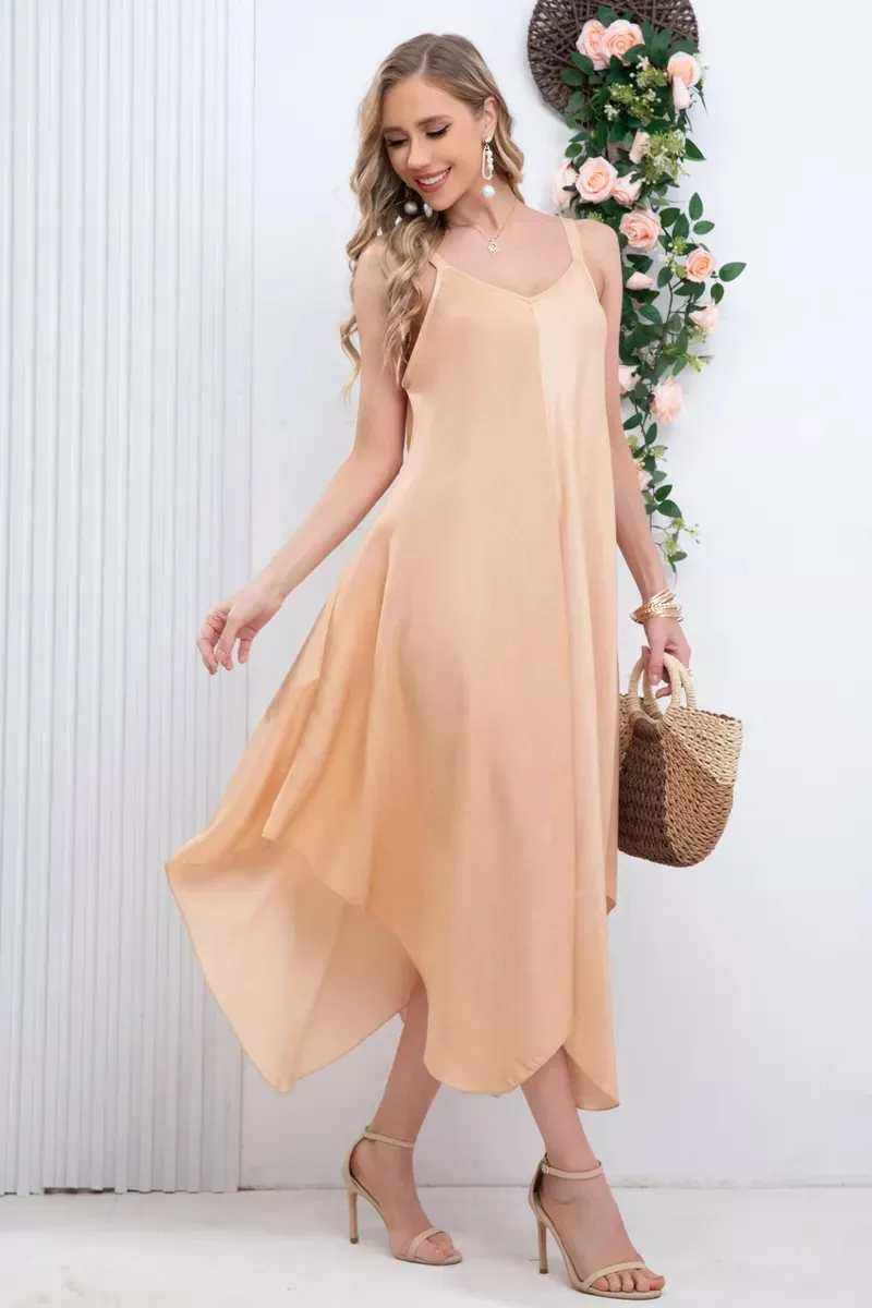 VESTIDO LARGO ASIMETRICO VERANO, MAXI VESTIDO. PREMIUM 305 - 2