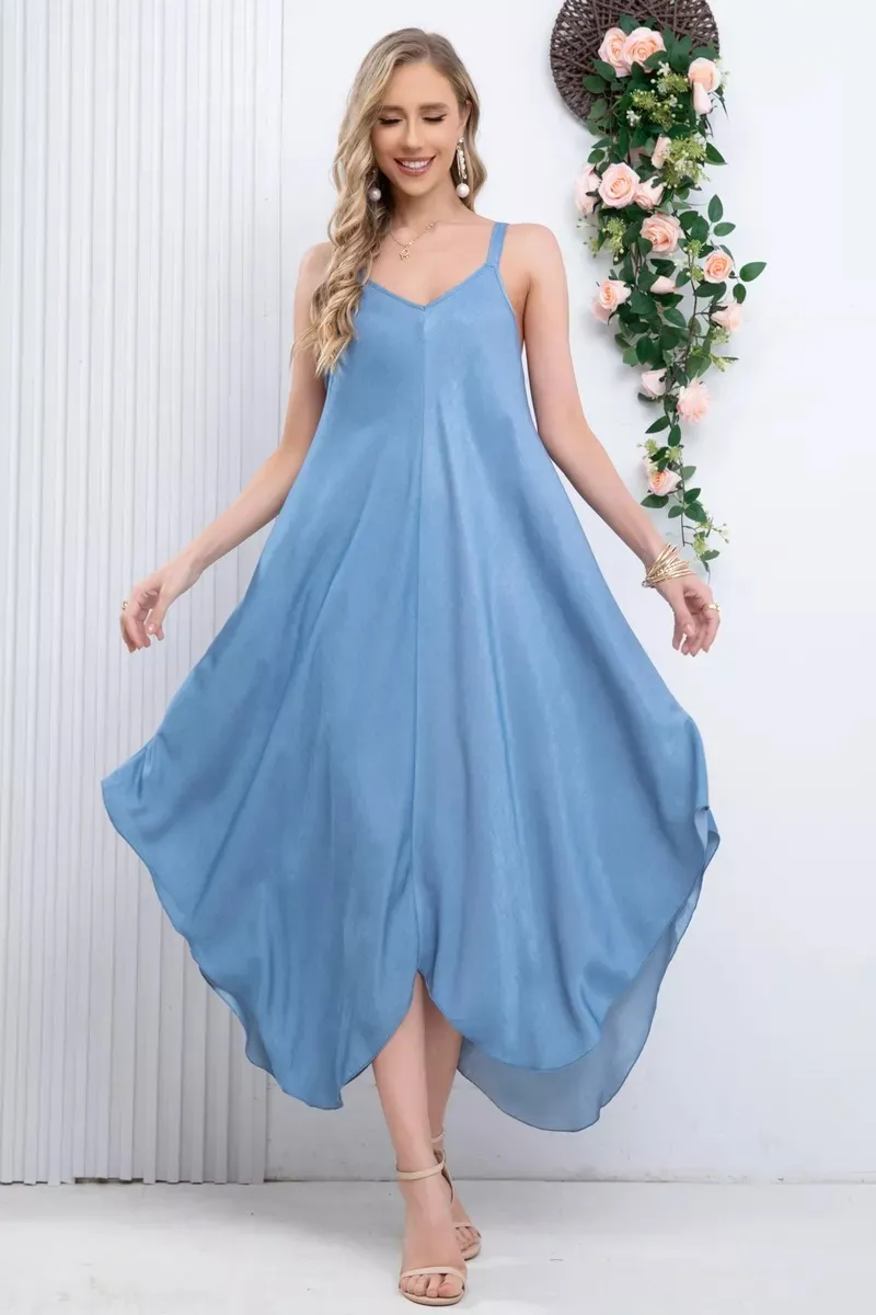 VESTIDO LARGO ASIMETRICO VERANO, MAXI VESTIDO. PREMIUM 305 - 2