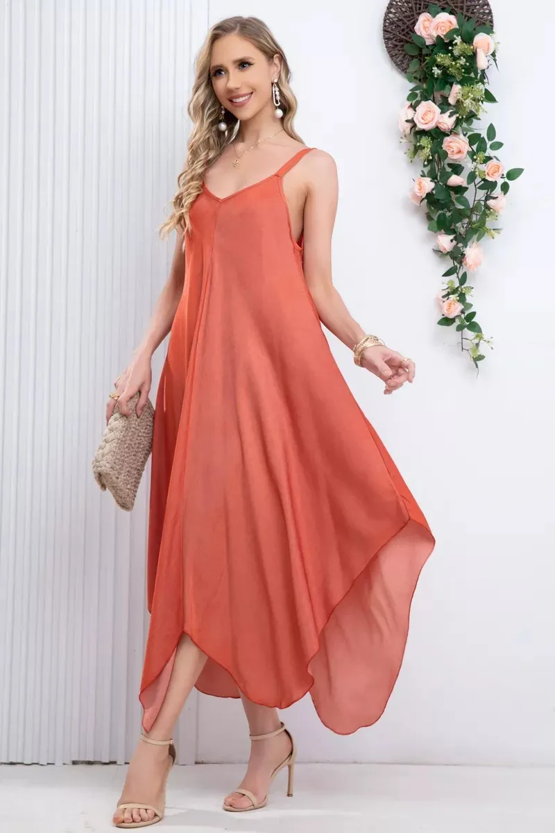 VESTIDO LARGO ASIMETRICO VERANO, MAXI VESTIDO. PREMIUM 305 - 2