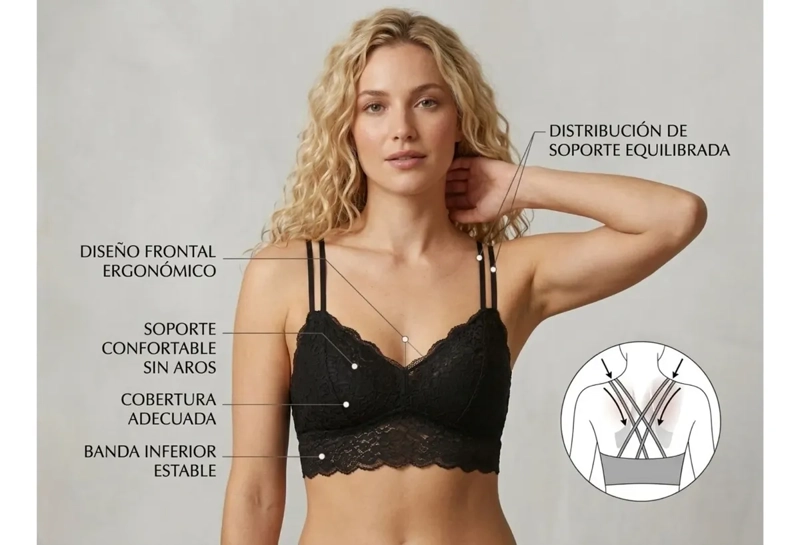 BRALET. TOP ELASTICADO MUJER. SOSTEN PETO SUJETADOR ENCAJE 168 - 4