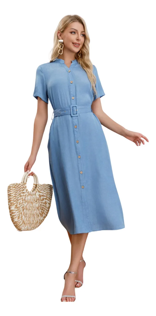 VESTIDO LARGO PRIMAVERA MUJER LISO. TIPO JEANS 3323 - 1