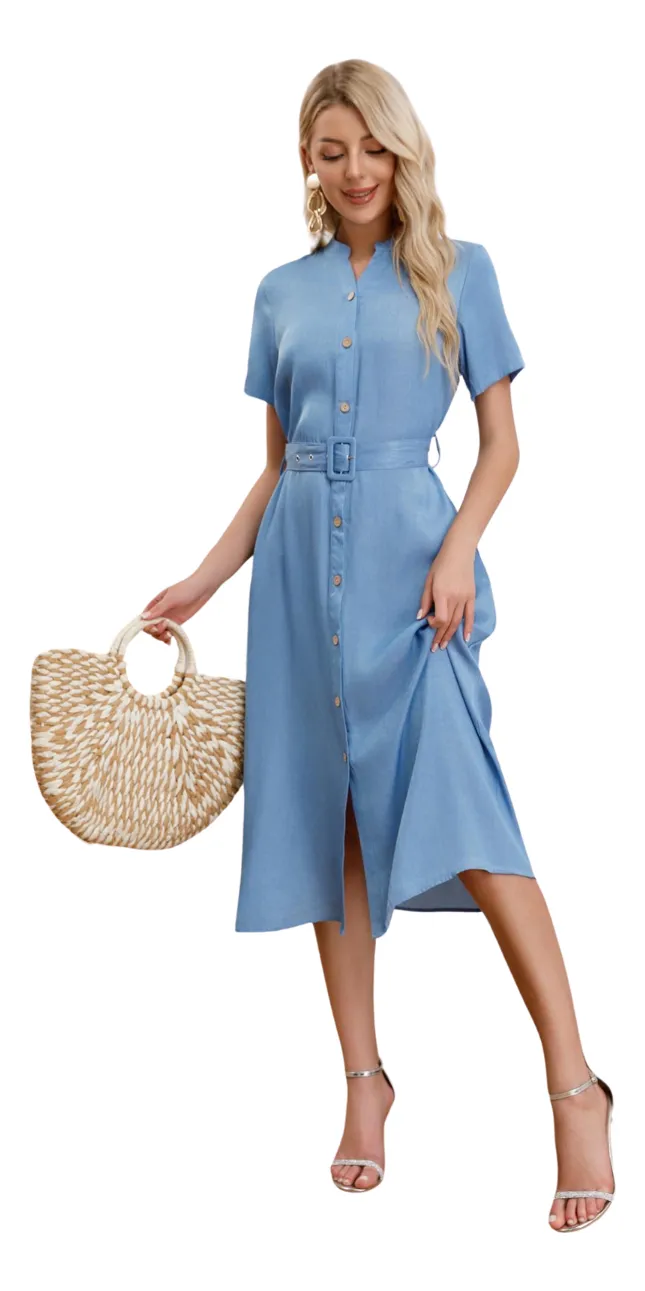 VESTIDO LARGO PRIMAVERA MUJER LISO. TIPO JEANS 3323 - 2