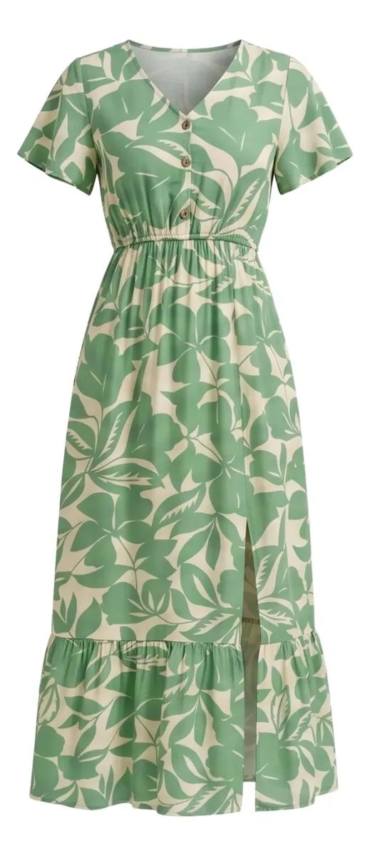 VESTIDO LARGO PRIMAVERA MUJER. ALGODON FLORES GRANDES. 3368 - 6