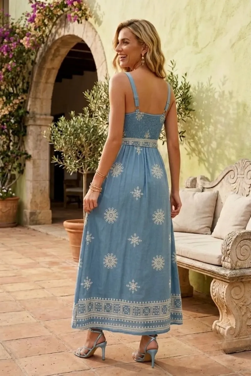 VESTIDO LARGO PRIMAVERA MUJER. DISEÑOS Y COLORES CON LAZO 3359 - 5