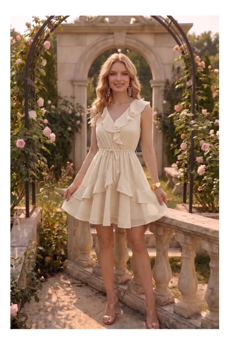 HERMOSO VESTIDO CORTO TIPO LINO MUJER CAMISOLA PREMIUM 3371 - 3