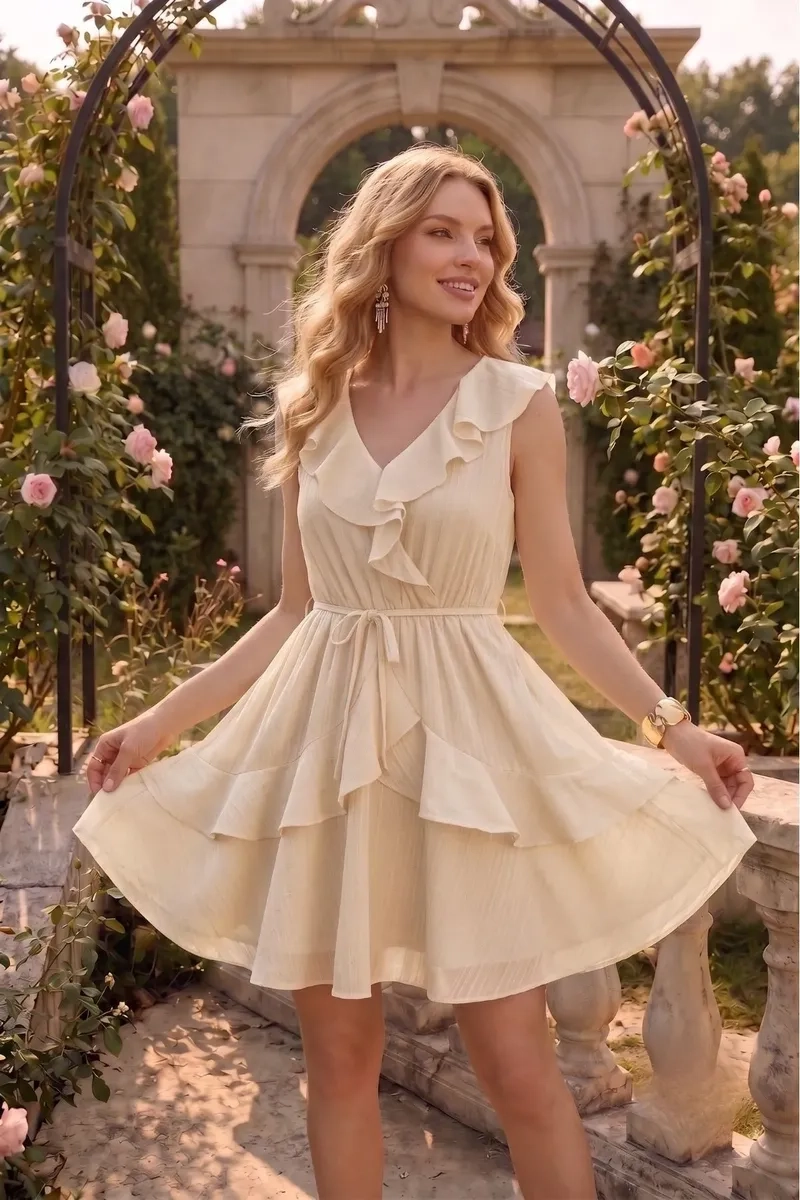 HERMOSO VESTIDO CORTO TIPO LINO MUJER CAMISOLA PREMIUM 3371 - 4