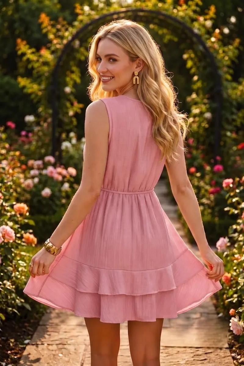 HERMOSO VESTIDO CORTO TIPO LINO MUJER CAMISOLA PREMIUM 3371 - 6