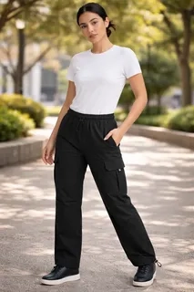 PANTALON CARGO VERANO MUJER.TELA SECADO RAPIDO CON BOLSILLOS 2609 - 1