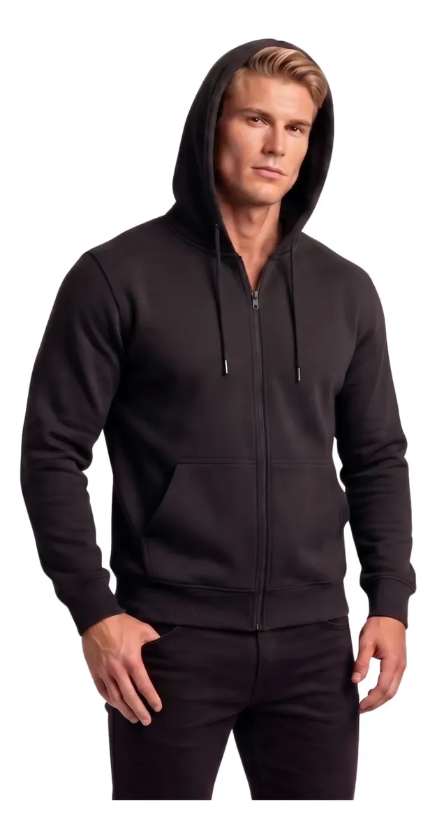 POLERON HOMBRE CON CAPUCHA Y CIERRE. DELGADO VERANO UNISEX 3017 - 1