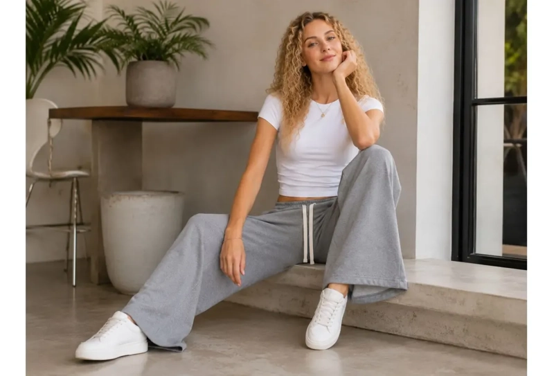 PANTALON MUJER PALAZZO ALGODON. BUZO LULU CALIDAD PREMIUM 819 - 2