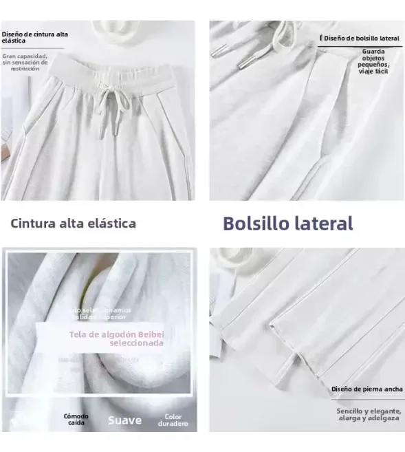 PANTALON MUJER PALAZZO ALGODON. BUZO LULU CALIDAD PREMIUM 819 - 10