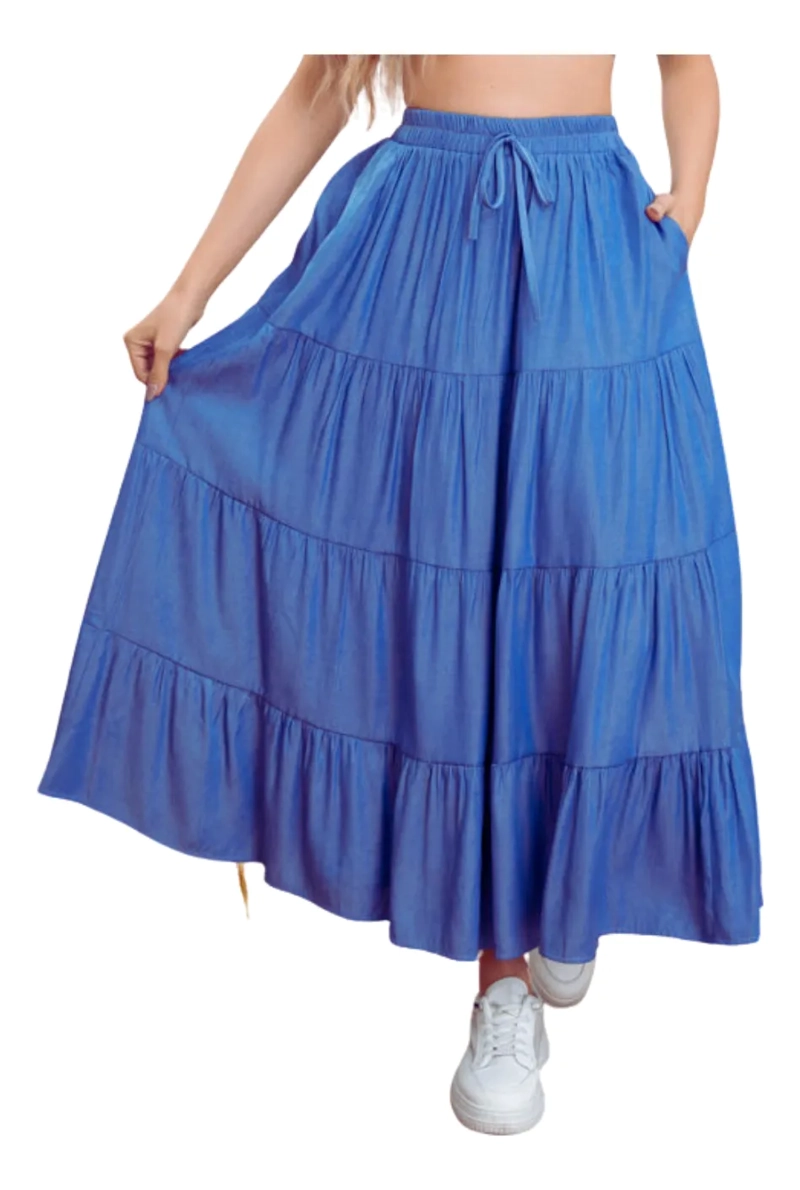 FALDA LARGA ANCHA, TIPO JEANS, CINTURA ALTA JUVENIL 102 - 2