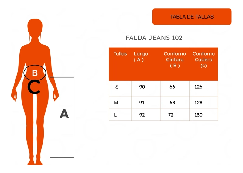 FALDA LARGA ANCHA, TIPO JEANS, CINTURA ALTA JUVENIL 102 - 3