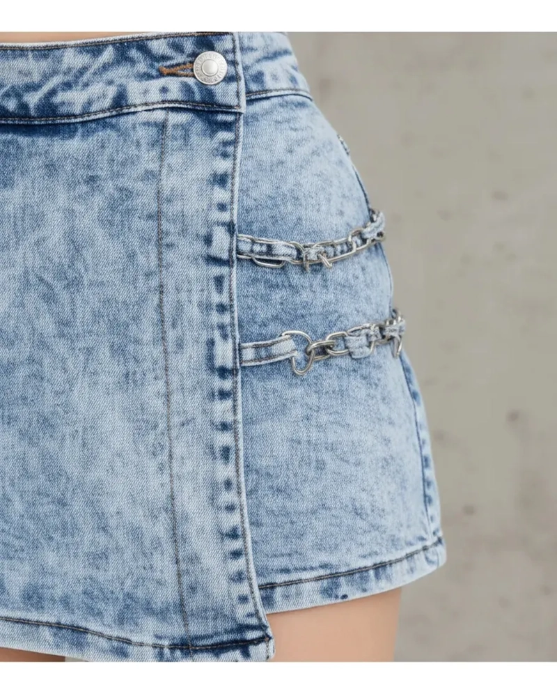 MINI FALDA SHORT JEANS. MUJER FULL ELASTICADA TENDENCIAS. 6017 - 4