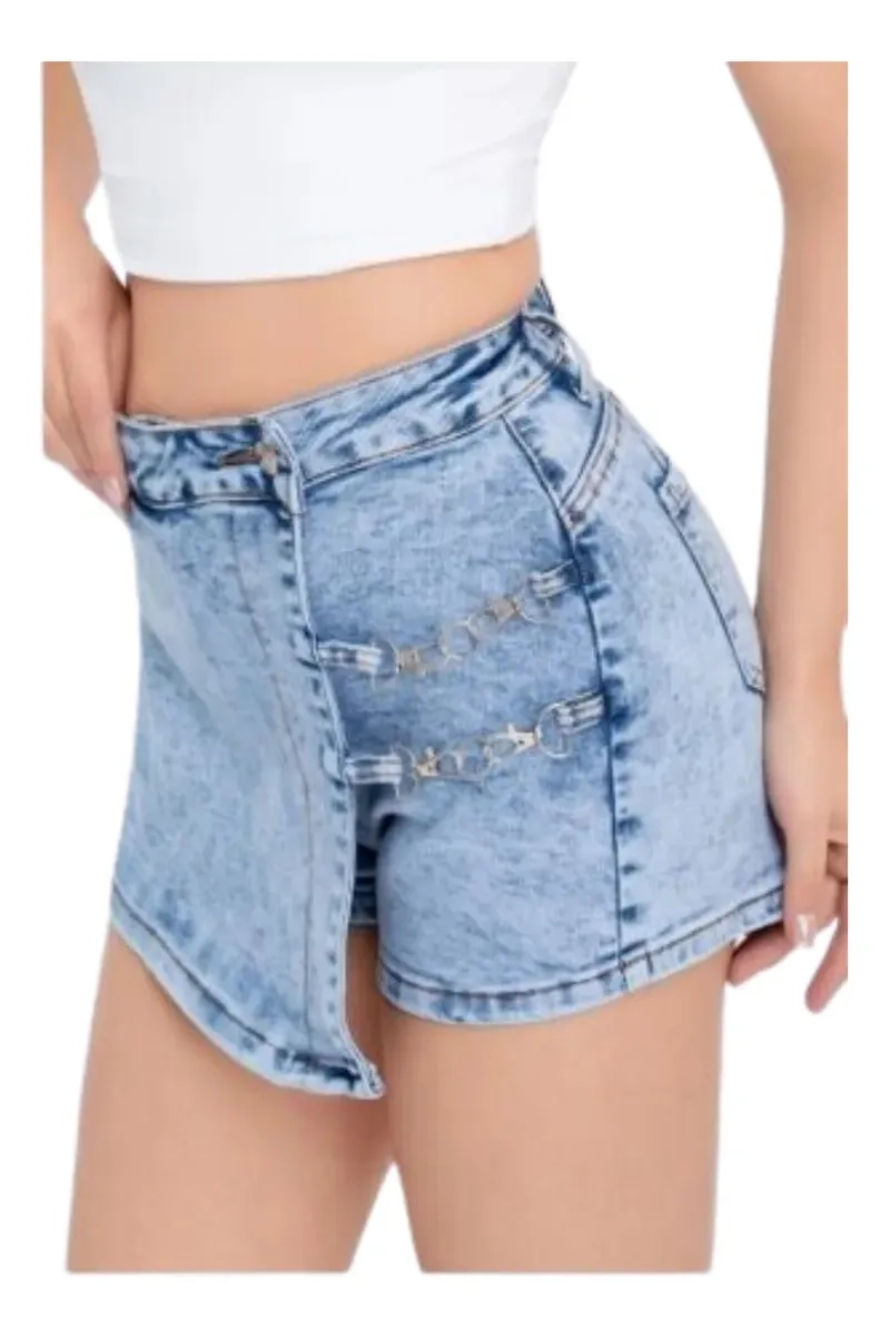 MINI FALDA SHORT JEANS. MUJER FULL ELASTICADA TENDENCIAS. 6017 - 5