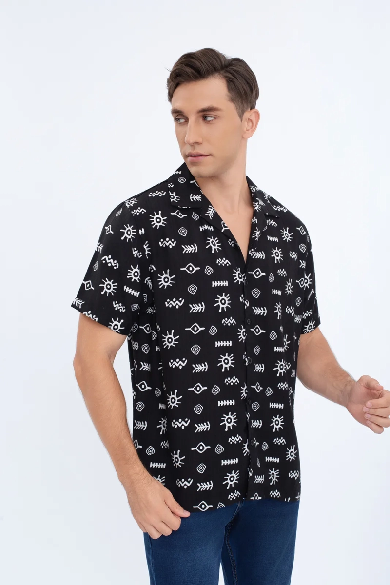 CAMISA HOMBRE CASUAL, DISEÑO ADINKRA. TIPO PLAYA VERANO 0196 - 2
