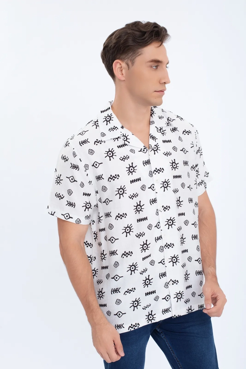 CAMISA HOMBRE CASUAL, DISEÑO ADINKRA. TIPO PLAYA VERANO 0196 - 2