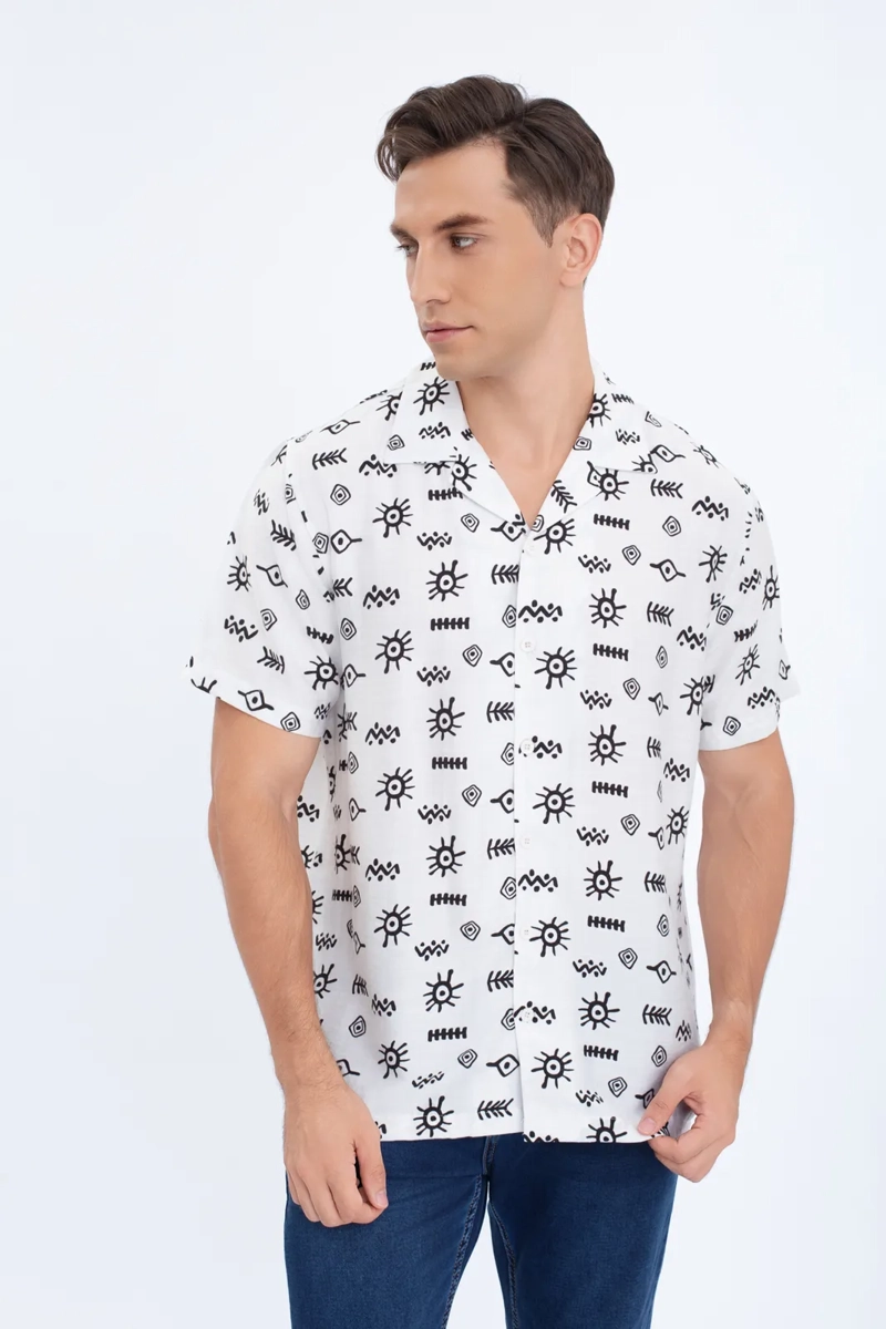 CAMISA HOMBRE CASUAL, DISEÑO ADINKRA. TIPO PLAYA VERANO 0196 - 3
