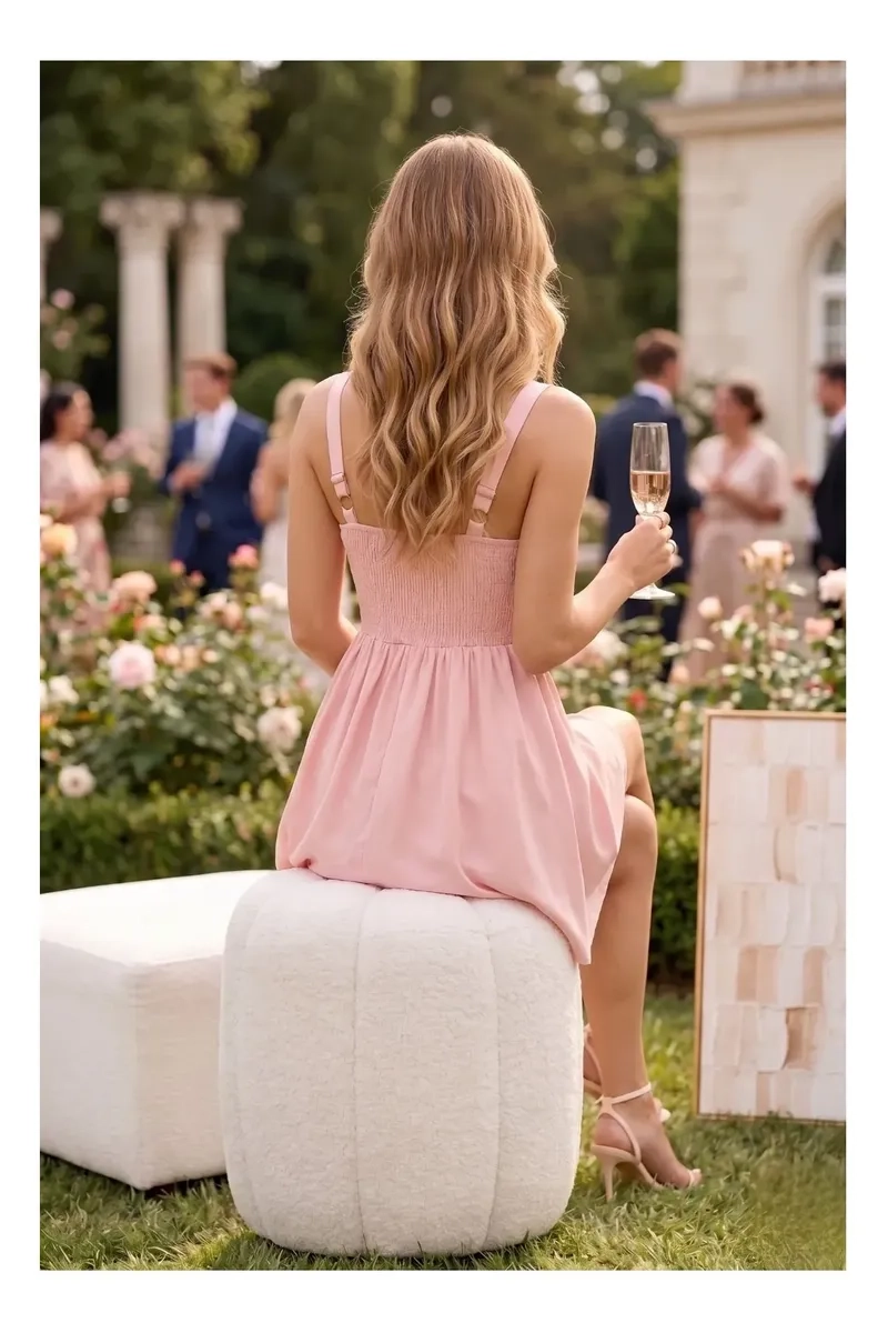 VESTIDO CORTO MUJER, ESCOTE CUADRADO Y BRETELES AJUSTABLES 3365 - 6