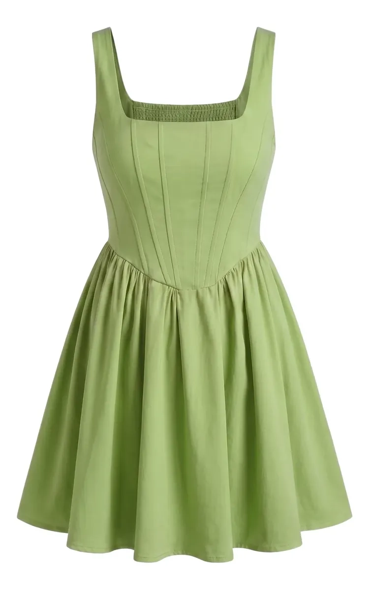 VESTIDO CORTO MUJER, ESCOTE CUADRADO Y BRETELES AJUSTABLES 3365 - 7