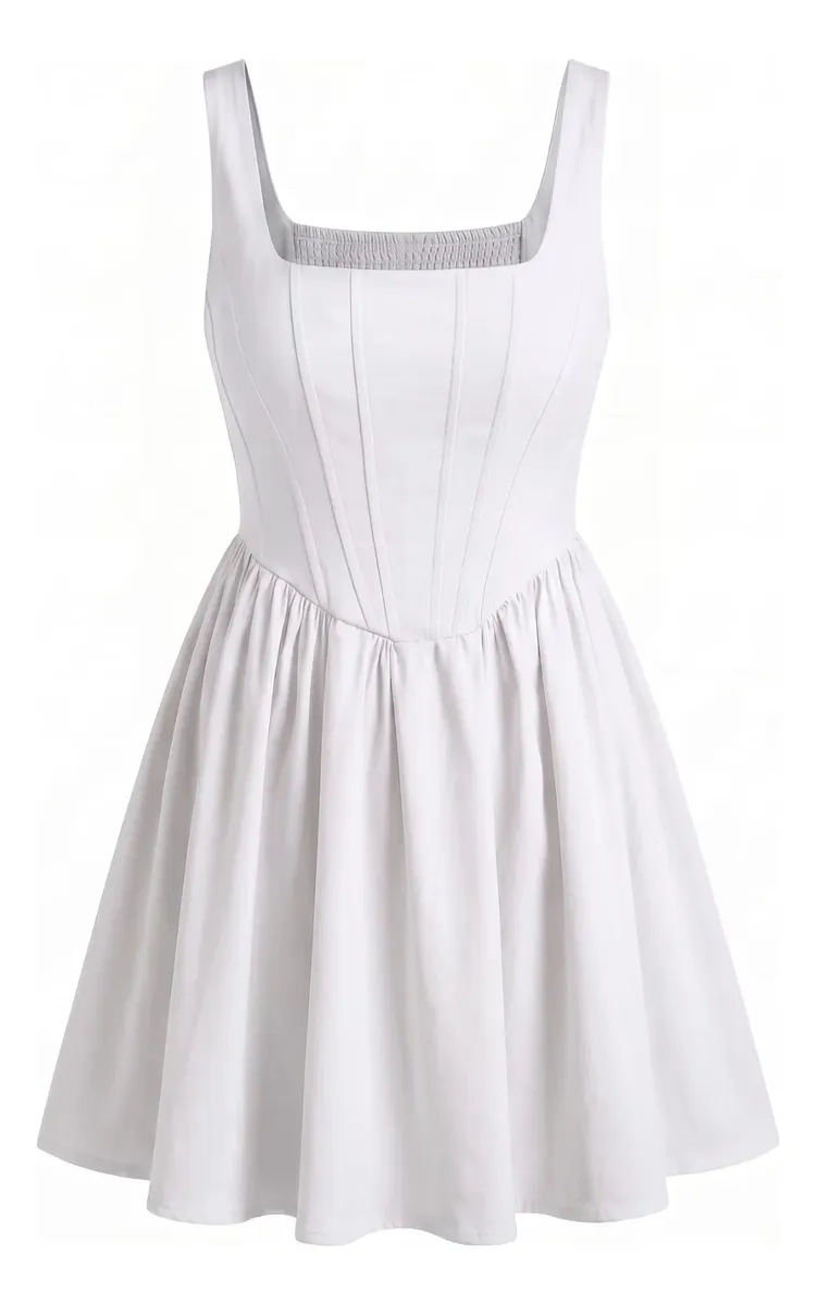 VESTIDO CORTO MUJER, ESCOTE CUADRADO Y BRETELES AJUSTABLES 3365 - 7