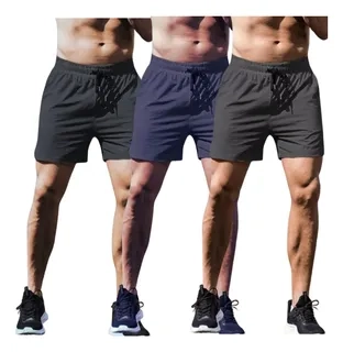 PACK 3 SHORT GIMNASIO BOLSILLO POLIESTER HOMBRE COLORES SURT 8798 - 1