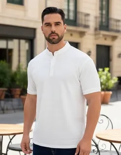 CAMISA HOMBRE ALGODON SLIM FIT, VERANO CUELLO MAO, BOTONES 6285 - 1