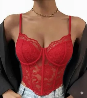 CORSET TOP ENCAJE AJUSTABLE, REALZA BUSTO Y CINTURA. SEXY 004 - 1
