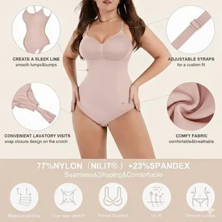 BODY SUIT VIRAL REDUCTOR MODELADOR INVISIBLE COLALESS BEIGE 360 - 7