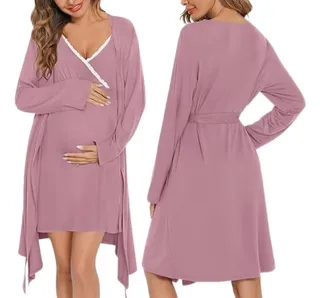 CONJUNTO CAMISA DORMIR MAS BATA MUJER. CALIDAD PREMIUM 263 - 1