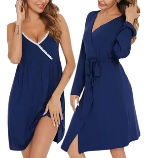 CONJUNTO CAMISA DORMIR MAS BATA MUJER. CALIDAD PREMIUM 263 - 1