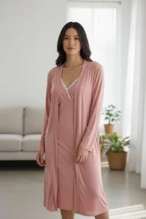 CONJUNTO CAMISA DORMIR MAS BATA MUJER. CALIDAD PREMIUM 263 - 5