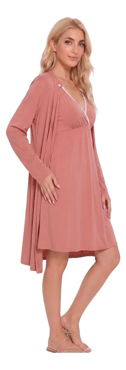 CONJUNTO CAMISA DORMIR MAS BATA MUJER. CALIDAD PREMIUM 263 - 6