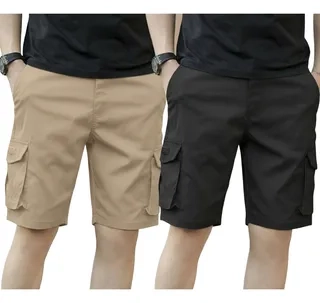 PACK 2 SHORT BERMUDA CARGO HOMBRE. PANTALON CORTO. BOLSILLOS K33 - 1