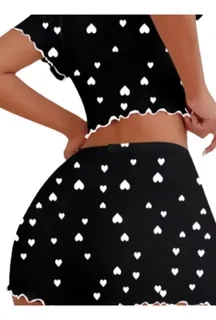 PIJAMA CORTO LOLA JUVENIL. CONJUNTO SHORT Y POLERA MUJER. 618 - 3