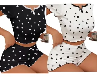 PACK 2 PIJAMA CORTO LOLA JUVENIL. CONJUNTO SHORT Y POLERA 618 - 1