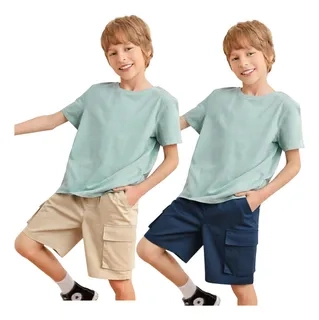 PACK 2 PANTALONES CORTOS NIÑO Y JUVENIL. SHORT BERMUDA CARGO K35 - 3