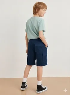 PACK 2 PANTALONES CORTOS NIÑO Y JUVENIL. SHORT BERMUDA CARGO K35 - 5