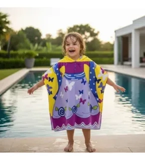 TOALLA PLAYA PISCINA NIÑO, NIÑA CAPUCHA DISEÑOS TRACTOR AZUL - 1