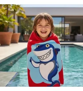 TOALLA PLAYA PISCINA NIÑO, NIÑA CAPUCHA DISEÑOS TRACTOR AZUL - 1