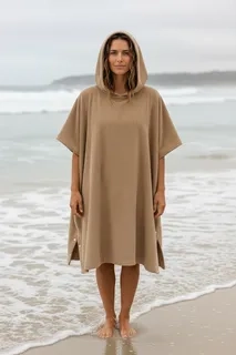 TOALLA DE PLAYA Y DE BAÑO CON CAPUCHA, SECADO RAPIDO ROSADO 380 - 1
