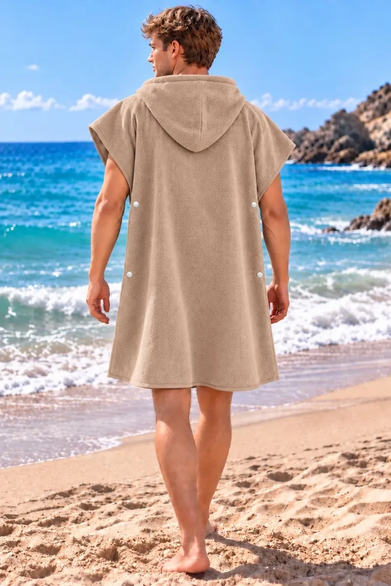 TOALLA DE PLAYA Y DE BAÑO CON CAPUCHA, SECADO RAPIDO. AZUL 380 - 5