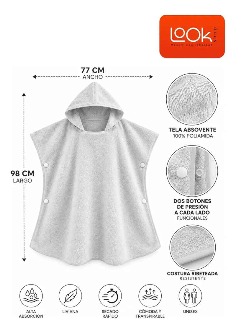 TOALLA DE PLAYA Y DE BAÑO CON CAPUCHA, SECADO RAPIDO. AZUL 380 - 9