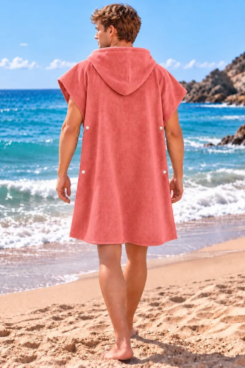 PACK 2 TOALLA MUJER DE BAÑO CON CAPUCHA, SECADO RAPIDO ROSA-HOJA 380 - 5