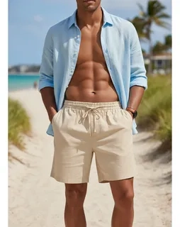 PANTALON CORTO HOMBRE LINO. SHORT PREMIUM LIVIANO, CASUAL 7148 - 2