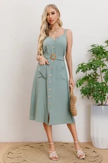 VESTIDO MUJER LARGO, BOTONES CON CINTURON. EXCELENTE CALIDAD 3337 - 1