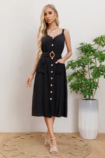 VESTIDO MUJER LARGO, BOTONES CON CINTURON. EXCELENTE CALIDAD 3337 - 1