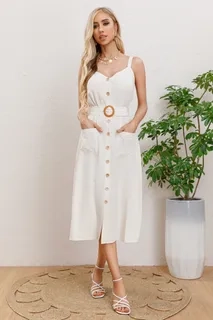 VESTIDO MUJER LARGO, BOTONES CON CINTURON. EXCELENTE CALIDAD 3337 - 1