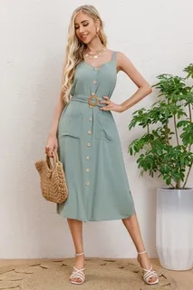 VESTIDO MUJER LARGO, BOTONES CON CINTURON. EXCELENTE CALIDAD 3337 - 2