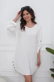 VESTIDO CORTO MUJER ALGODON. CAIDA LIVIANA. COLORES LISOS 0071 - 1